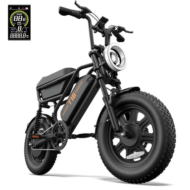 Bicicleta Eléctrica | URLIFE | T16 | 500W 48V13Ah 16'' Frenos de Disco eBike - Negro