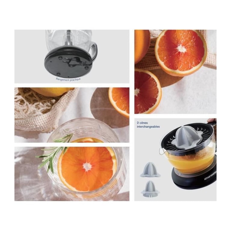 Presse agrumes électrique ARTHUR MARTIN AMPA07 700 ml 2 cônes Bec verseur - vue 3