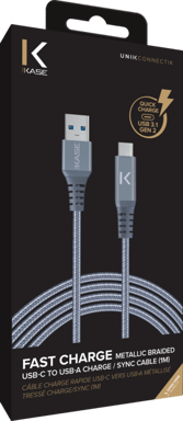 Cavo USB 3.1 Gen 2 a ricarica rapida da USB-C a USB-A con intreccio metallico per ricarica/sincronizzazione (1M), grigio siderale