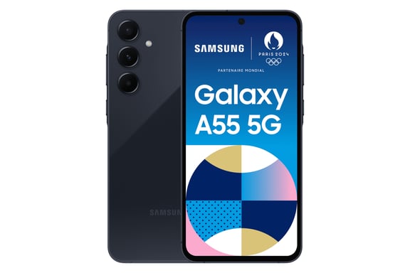 Galaxy A55 (5G) 128 Go, Bleu Nuit, Débloqué