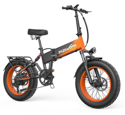 Bicicleta eléctrica plegable ZAZAWORK CF1000, batería extraíble de 48 V y 20 Ah, suspensión completa - naranja