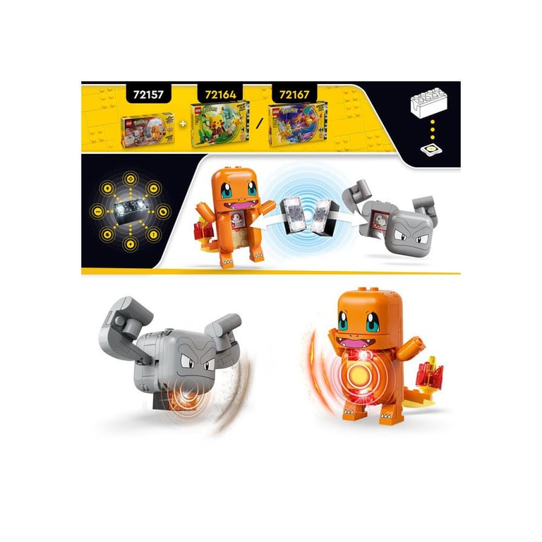 LEGO Pokémon 72157 Set de construction compatible SMART Play™ Salamèche et Racaillou Combat dans la grotte Dès - vue 7