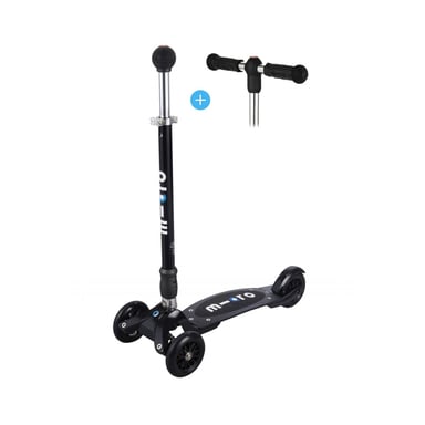 Scooter compacto Micro Kickboard en negro con barra en T intercambiable y joystick
