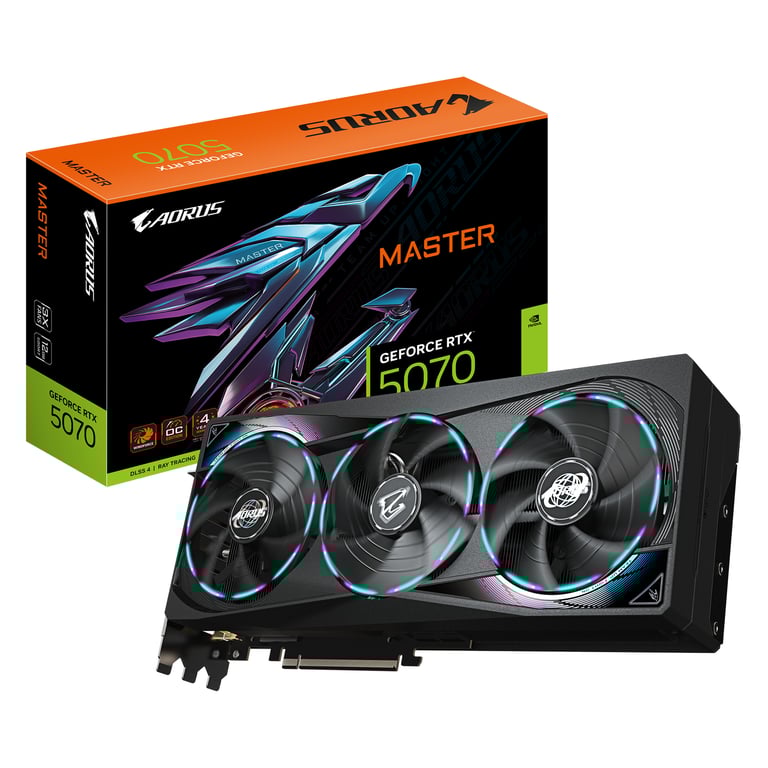 GIGABYTE AORUS GeForce RTX 5070 MASTER 12G Carte Graphique 12 Go GDDR7 192 bits PCI E 5.0 2715 MHz Core Clock 3 x DP 2. 1 x HDMI 2.1b NVIDIA DLSS 4 GV N5070AORUS 12GD Neuf