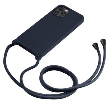 Custodia a tracolla in morbido silicone gel per Apple iPhone 12 Pro Max, Oxford Blue