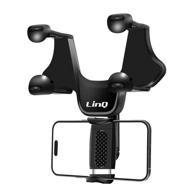 Support Voiture pour Smartphone Fixation Rétroviseur Rotatif LinQ Noir