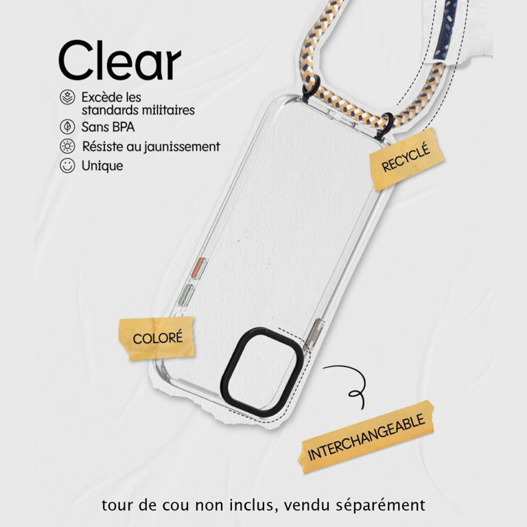 RHINOSHIELD Clear Compatible avec [iPhone 14] Résiste au jaunissement, Haute Transparence, Coque de Protection Personnalisable Clear - Contour objectifs Photo Noir