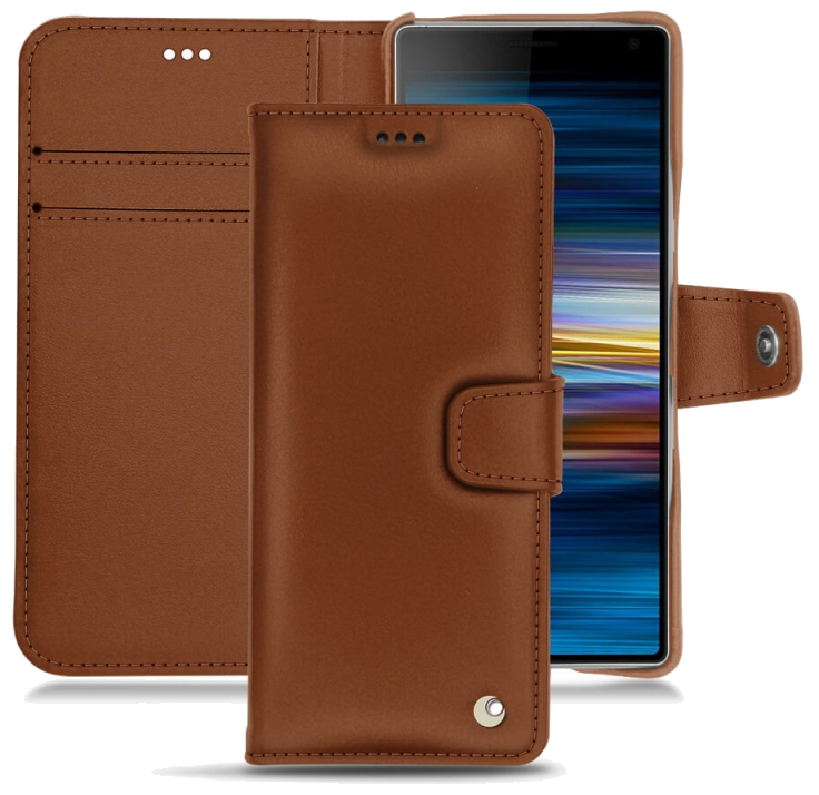 Housse cuir Sony Xperia 10 Plus - Rabat horizontal portefeuilleMarron