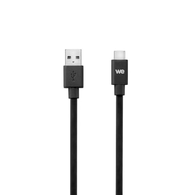WE Cable plano USB-C a USB 2m para Samsung S8/S9/S10, MacBook Pro, Google Pixel/Chromebook, Huawei P20/P30 Xiaomi - Negro.