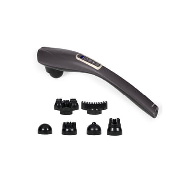 Pistolet de massage multifonction LIVOO DOS223C XXL 6-en-1 12 modes 10 vitesses poignée XXL Noir rechargeable 2000 mAh, arrêt auto 15 min, écran rétroéclairé bleu