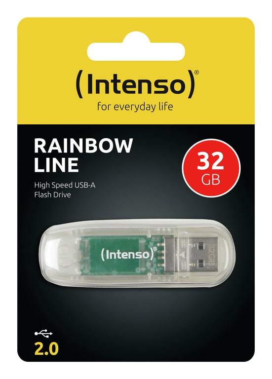Intenso Rainbow Line lecteur USB flash 32 Go USB Type-A 2.0 Transparent - Neuf