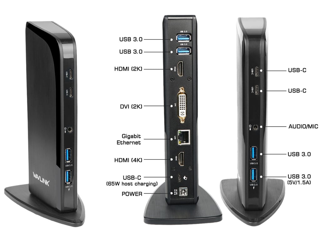 DLH STATION D'ACCUEIL UNIVERSELLE USB C ET USB A TRIPLE AFFICHAGE AVEC POWER DELIVERY Neuf
