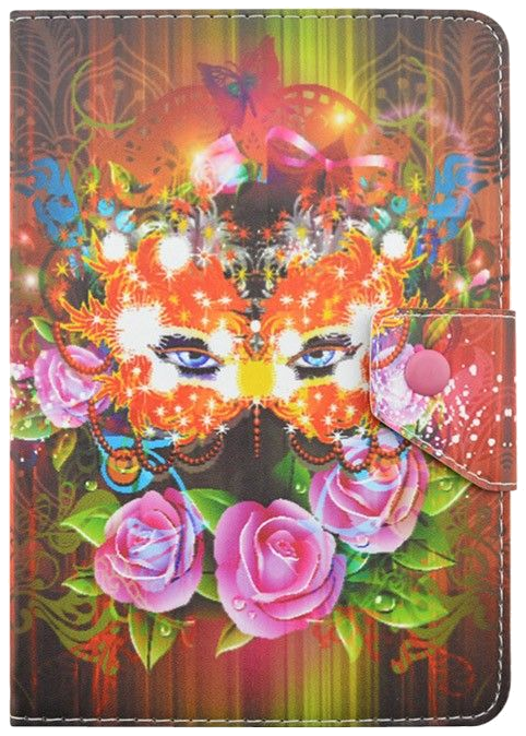 Housse 7 Pouces Protection Tablette Tactile Carnaval Masque Fleuri Simili Cuir Faux Cuir YONIS