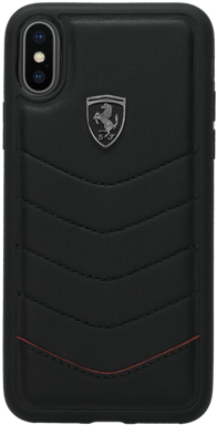 Ferrari Heritage Coque en cuir véritable matelassé pour iPhone X/XS, Noir