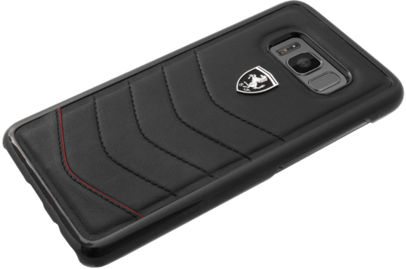 Funda de piel auténtica Ferrari Heritage para Samsung Galaxy S8+, negra