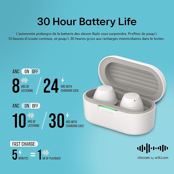 Xboom Buds - Ecouteur sans fil, Blanc - Neuf