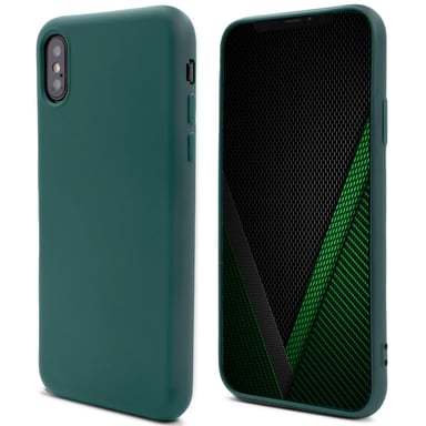 Moozy Lifestyle. Coque pour iPhone X et iPhone XS, Vert Foncé - Case en Silicone Liquide avec Finition Mate et Doublure en Microfibre Douce
