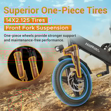 Bici elettrica pieghevole HillMiles Mile 1, batteria da 250 W, 36 V e 10,4 Ah, 14 pollici