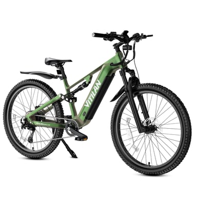 Bicicletta elettrica VITILAN M5 con sospensioni complete, batteria 48V 15Ah, cambio Shimano a 9 velocità - verde
