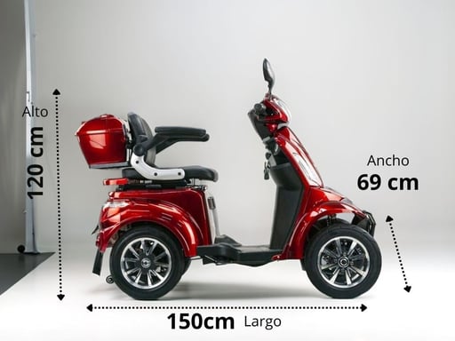 Scooter movilidad reducida Assistant II 1000W – Autonomía 50 km – Ruedas 10'' – Rojo