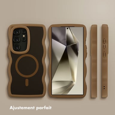 Selencia Coque arrière Wavy avec MagSafe pour Samsung Galaxy S24 Ultra - Mocha Brown