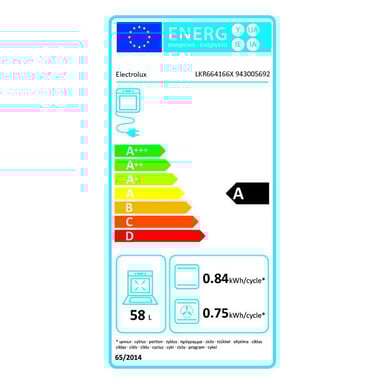 Cuisinière vitrocéramique Electrolux LKR664166X 60 cm 4 foyers Four chaleur tournante 58 L Inox
