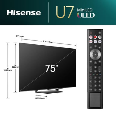 Hisense 75U7NQ 190,5 cm (75'') 4K Ultra HD Smart TV Wifi Antracita 1500 cd / m²