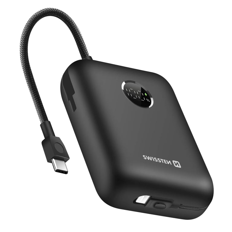 Batterie Externe 30000mAh Câbles USB C et Lightning intégrés Écran LED Neuf