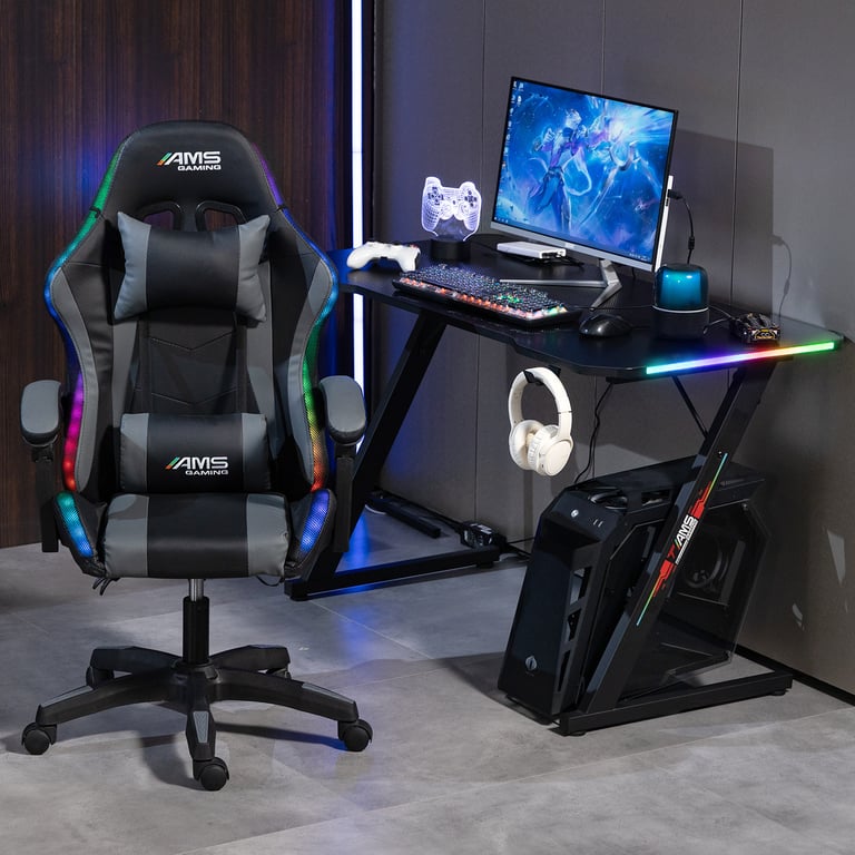 Chaise gamer AMS GAMING GAMER02 LED & LED RGB 358 effets Télécommande - vue 3
