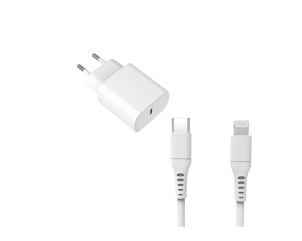 Chargeur rapide + câble Lightning USB C de 0 m. Adaptateur chargeur 20 W  pour Apple
