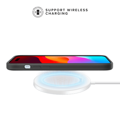 Coque antichoc en gel de silicone doux pour Apple iPhone 15 Plus, Noir satin