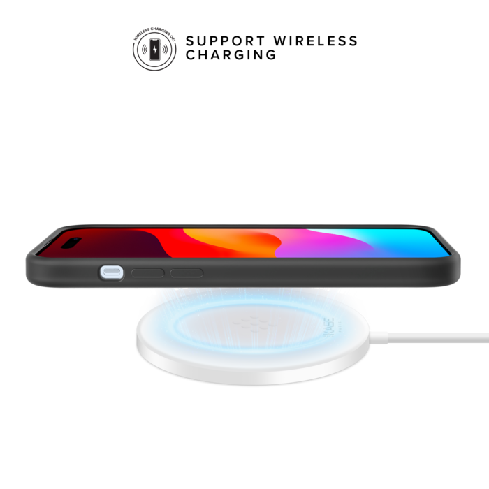 Funda antigolpes de gel de silicona suave para Apple iPhone 15 Plus, Negro satinado
