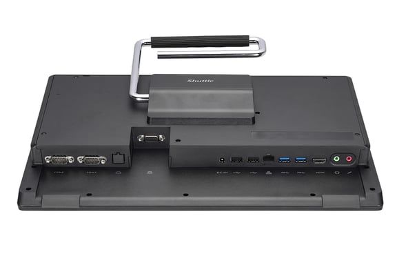 Shuttle All-In-One Barebone POS P520, Intel Celeron 5205U, 4GB, 120GB SSD, schermo multi-touch da 15,6'', senza ventole, funzionamento 24/7