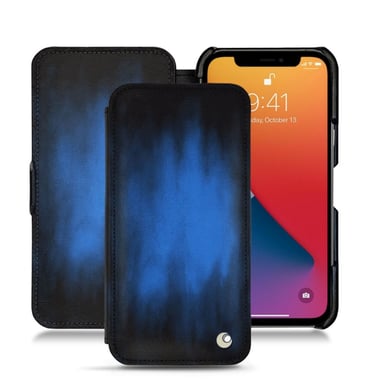 Funda de piel Apple iPhone 13 Pro - Solapa horizontal - Azul - Piel patinada