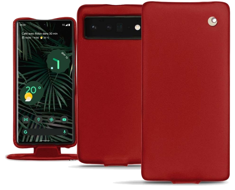 Housse cuir Google Pixel 6 Pro - Rabat verticalRouge