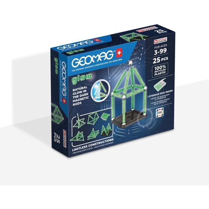 Geomag Glow 25 Pièces Jeu de Construction Magnétique Phosphorescent pour Enfants dès 100% Plastique Recyclé Brille dans Le Jeux Aimantés STEM Fabrication Suisse - vue 9