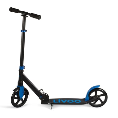 LIVOO MOBI100 - Trottinette adulte noir & bleu - Pliable - Ultra légère - Matière Alu -  Suspension avant - Grandes roues