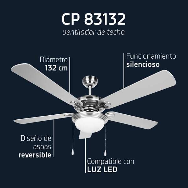 Orbegozo CP 83132 Ventilateur de plafond avec lumière Silencieux et efficace 5 pales réversibl Neuf - vue 2