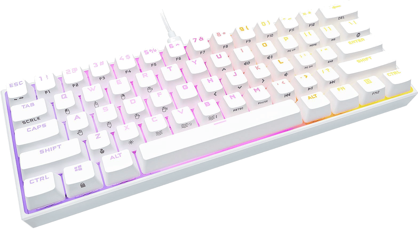Clavier Gamer mécanique (Cherry MX Red) Corsair K65 Mini 60% RGB (Blanc)