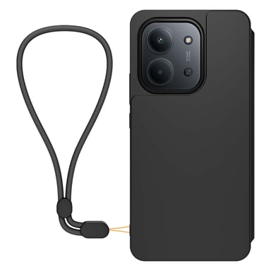 Étui Portefeuille pour Redmi 15C avec Dragonne Amovible Noir