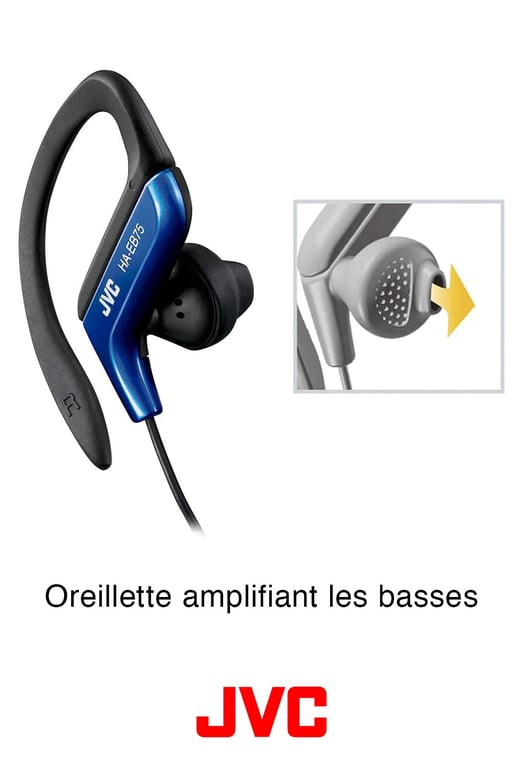 JVC HA-EB75 Casques Avec fil Crochets auriculaires, Ecouteurs Sports Noir, Argent - Neuf