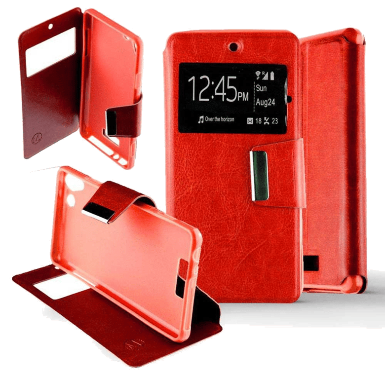 Etui Folio compatible Rouge Wiko Selfy 4G