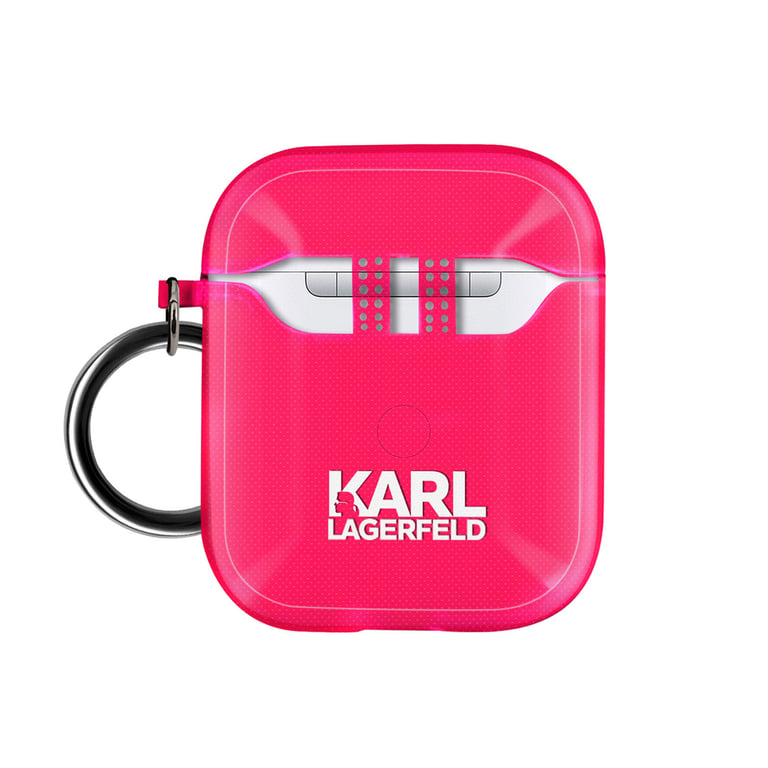 Funda de silicona para Airpods con mosquetón Choupette Ikonik Karl Lagerfeld rosa - Nuevo