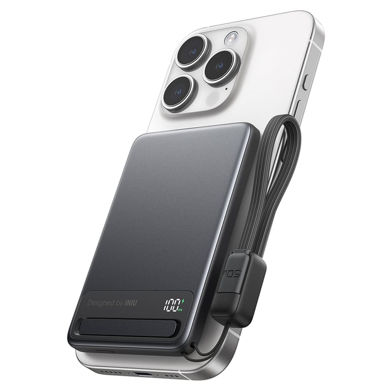 PB MagPro Slim 5k mAh Magnet+ USB C + cbl USB C Bk