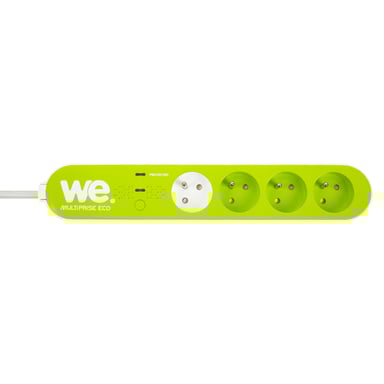 Regleta WE Connected, 3 enchufes conectados + 1 enchufe estándar, iOS 9 y Android 4.4 / Bluetooth, con protector contra sobretensiones.
