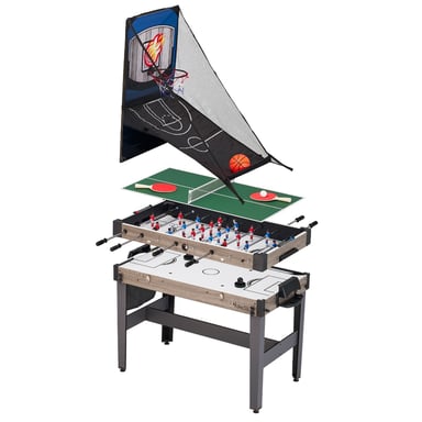 KANGUI Table de jeux 4 en 1 - Babyfoot barres télescopiques, ping pong, hockey, basket