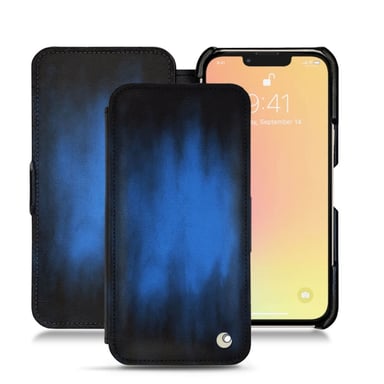 Housse cuir Apple iPhone 13 - Rabat horizontal - Bleu - Cuir patine