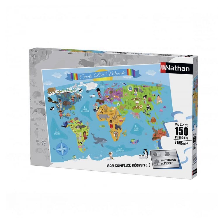 Puzzle 150 pièces : Carte du monde Ravensburger Nathan - vue 2