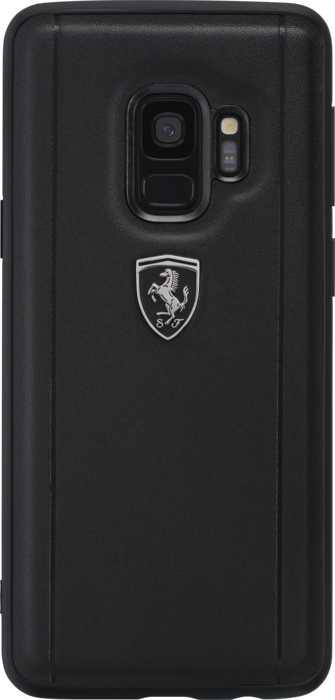 Ferrari Heritage Portofino Coque en cuir véritable pour Samsung Galaxy S9, Noir