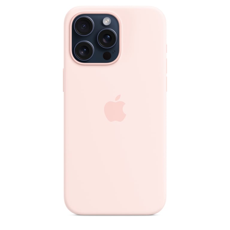 Funda de silicona con MagSafe para iPhone 15 Pro Max Rosa Pálido